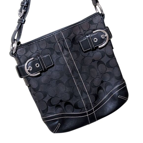 Coach signature classic canvas leather shoulder bag F05M-3577 Authentic Y2K Soho - Picture 11 of 11